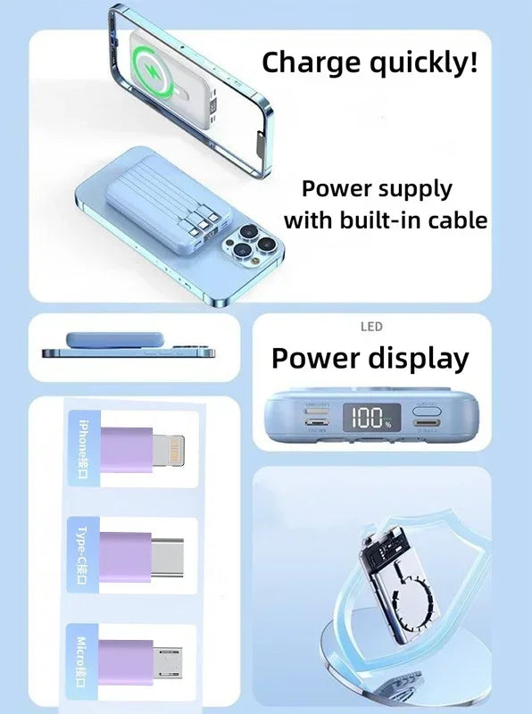 Mini Batterie Externe avec Charge Sans Fil Magnétique